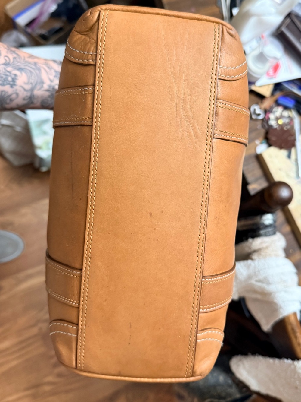 Coach vtg Hamptons Leather Carryall Tote - Picture 6 of 12